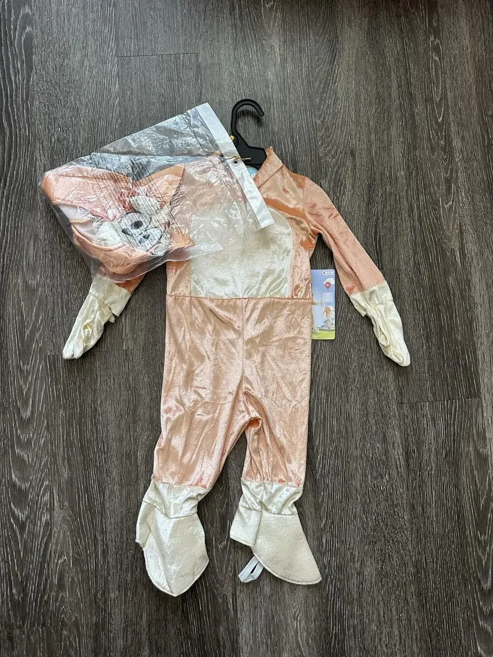 Disguise Bluey Bingo Costume Girls 2T Orange Hooded Jumpsuit Toddler Coverall